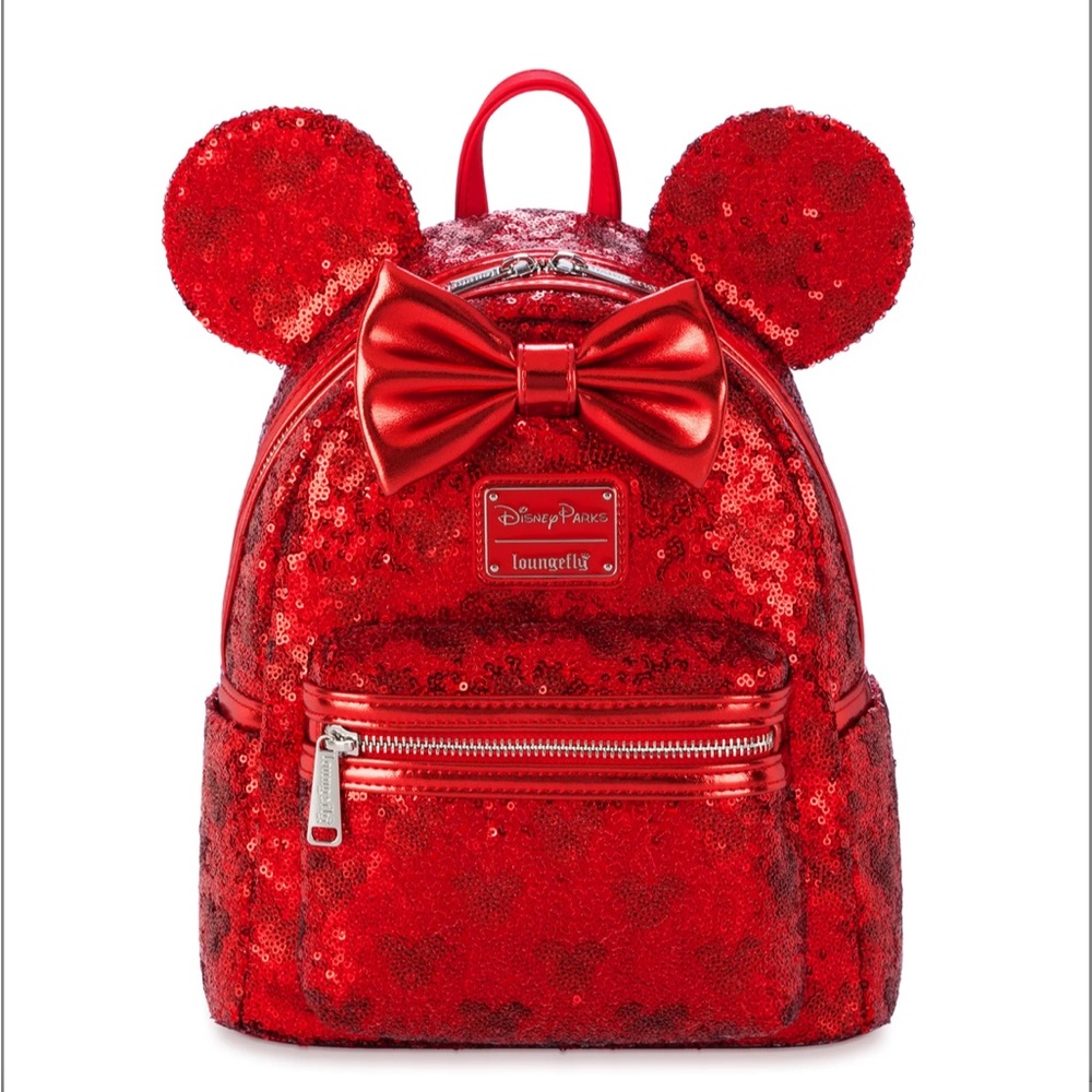 NWT Minnie Mouse Loungefly Disney Parks Red Sequin Mini Backpack